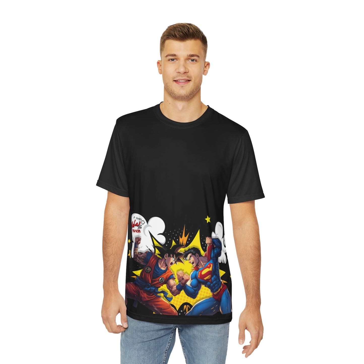 Aloha Superman vs Goku Overprint T-Shirt (Polyester)