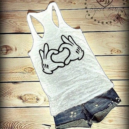 Cute Two-handed Love Printed Tank Top