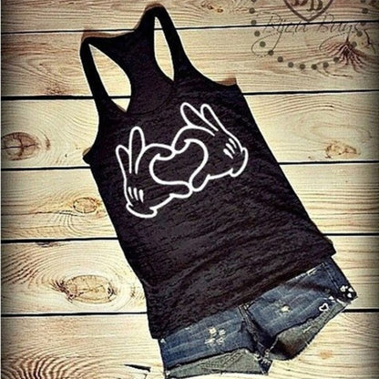 Cute Two-handed Love Printed Tank Top