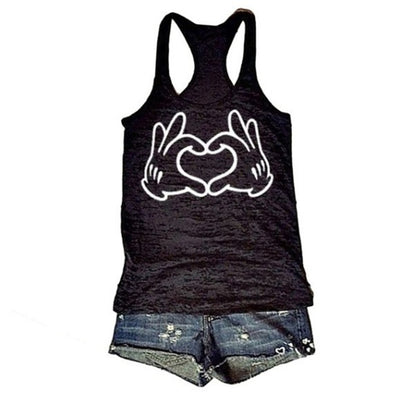 Cute Two-handed Love Printed Tank Top